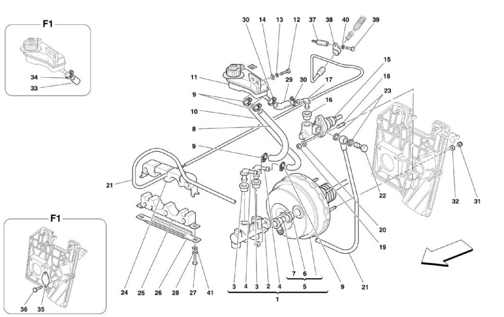 ferrari-360-modena-non-rhd-brakes-and-clutch-hydraulic-control-parts-diagrams