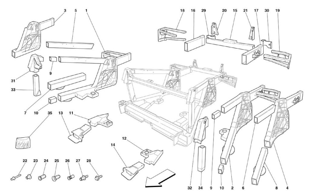 Ferrari-360-modena-rear-frame-elements-sub-groups-parts-diagram