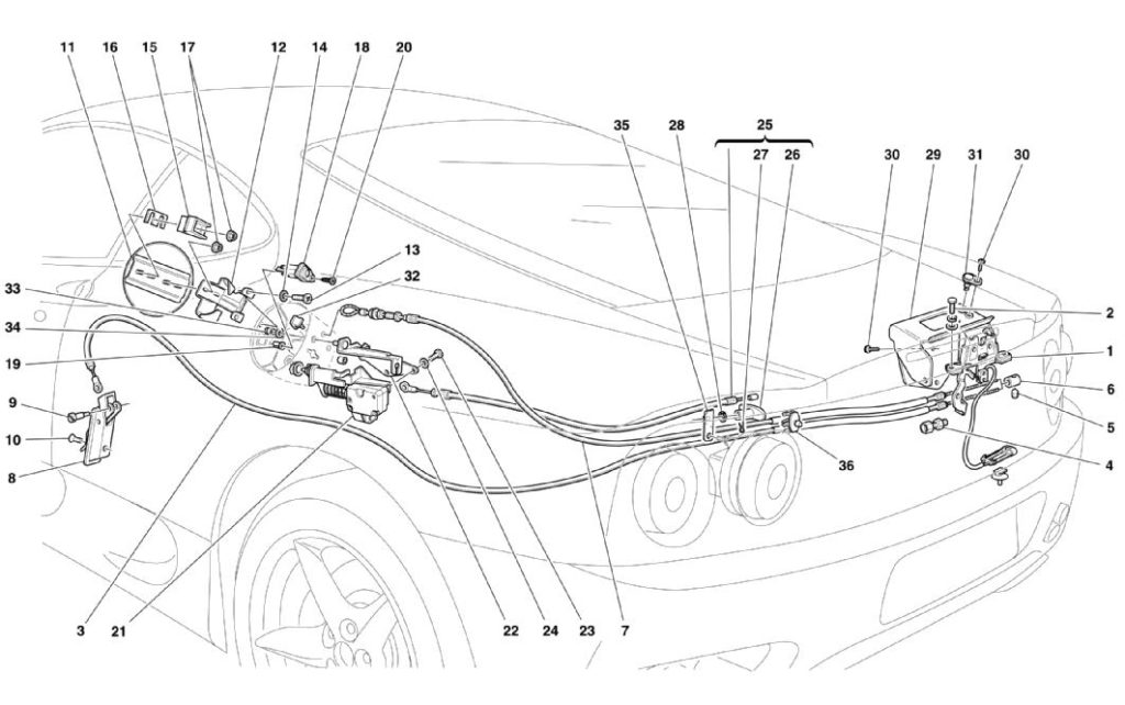 ferrari-360-modena-engine-latch-and-gas-door-parts-diagram