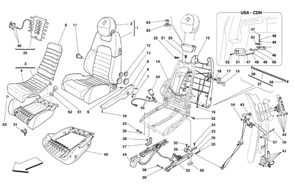 ferrari-360-modena-seats-and-seat-belts-parts-diagram