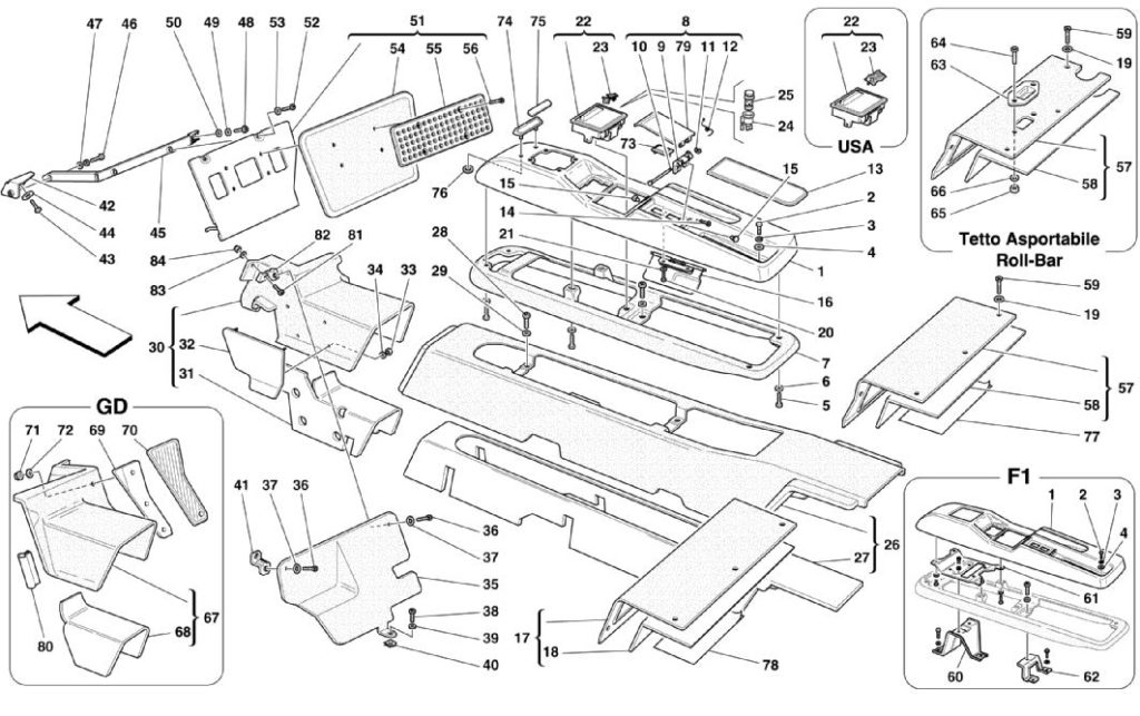 ferrari-360-modena-center-console-parts-diagram
