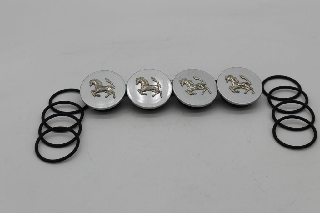 Set 4 Wheel Center Caps Silver w/Cav